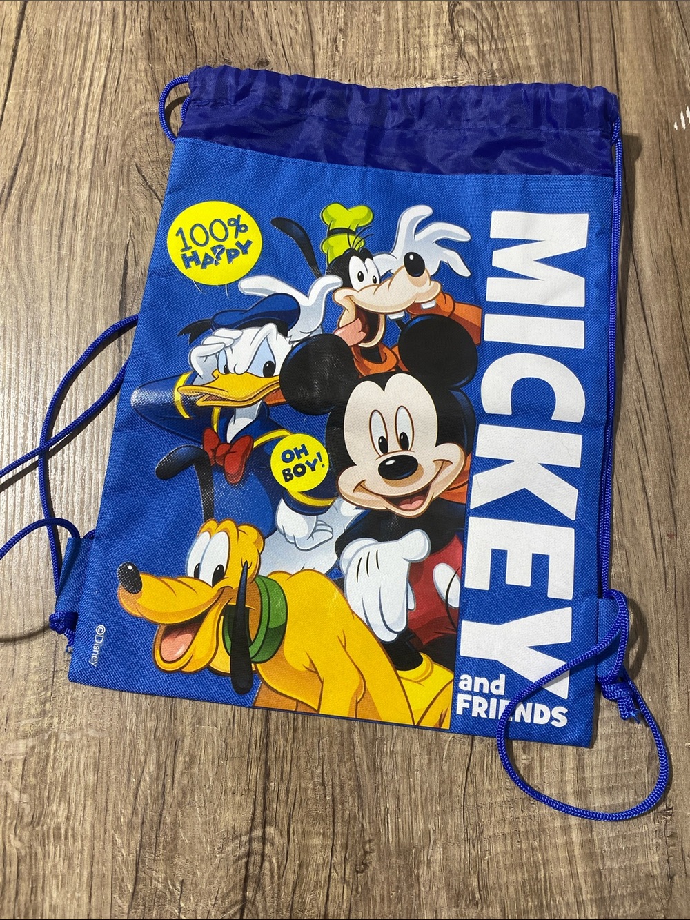 Disney Blue Mickey & Friends Character Drawstring Bag